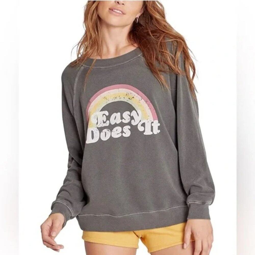 WILDFOX Gray Rainbow Easy Does It Pullover Sweatshirt XL Crewneck Baggy Oversize - Picture 3 of 8